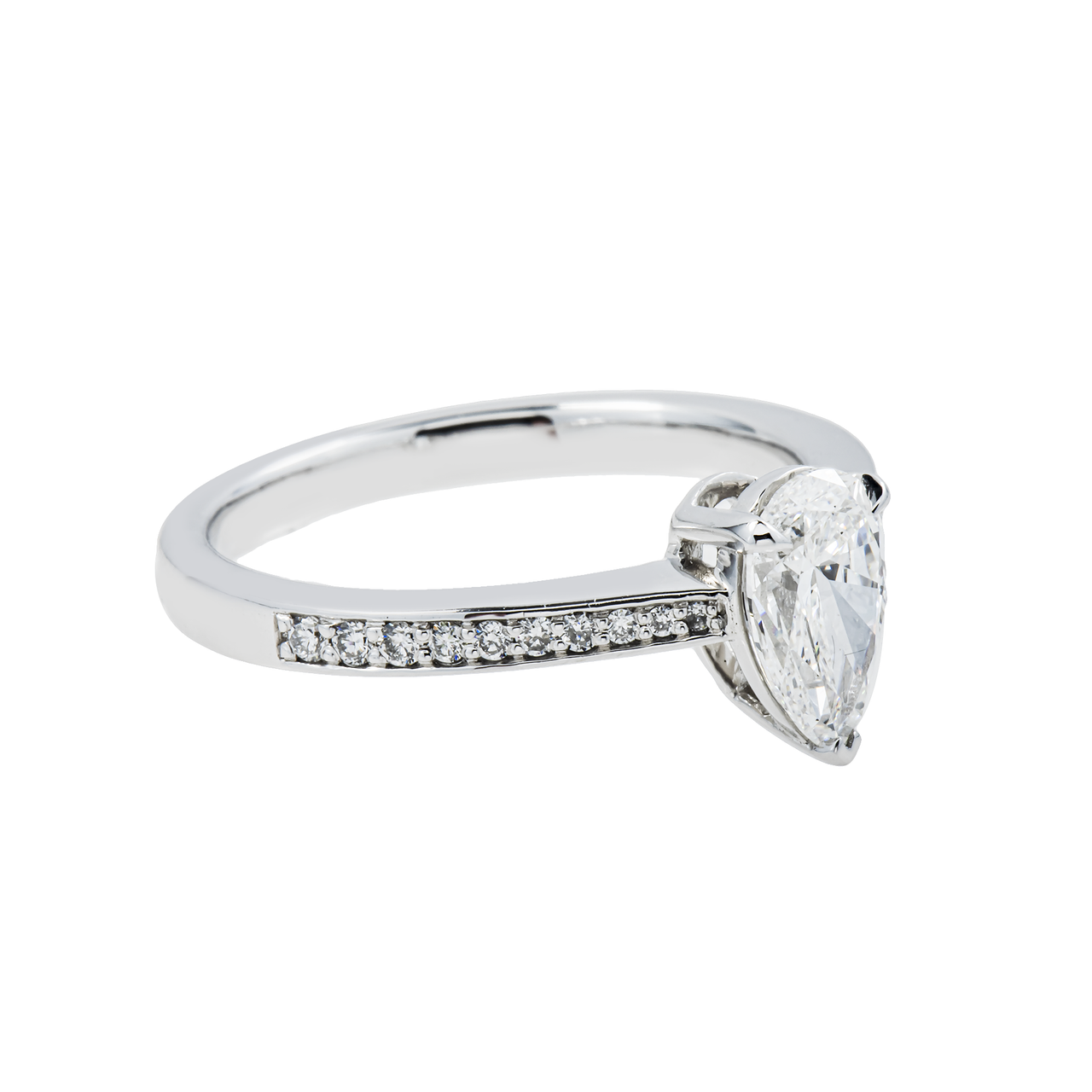 14k White Gold Pear Shaped Lab Diamond Engagement Ring 1.13 ctw