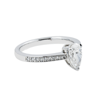 Thumbnail for 14k White Gold Pear Shaped Lab Diamond Engagement Ring 1.13 ctw