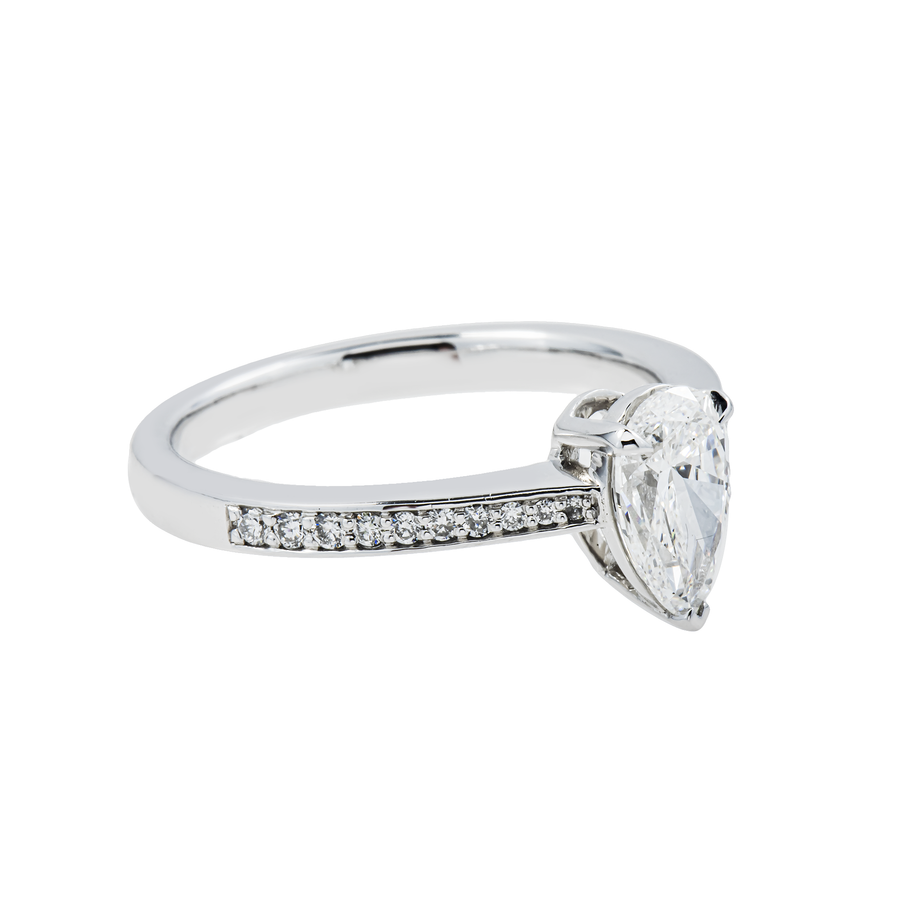 14k White Gold Pear Shaped Lab Diamond Engagement Ring 1.13 ctw