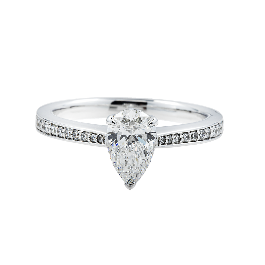 14k White Gold Pear Shaped Lab Diamond Engagement Ring 1.13 ctw
