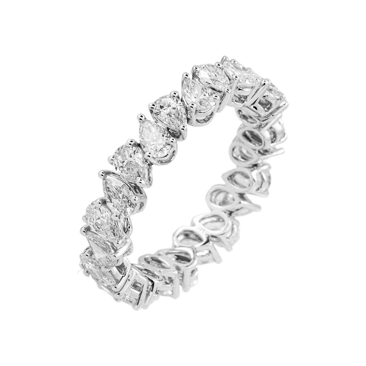 14k White Gold Pear Shaped Lab Diamond Eternity Ring 2.39 ctw SR-041
