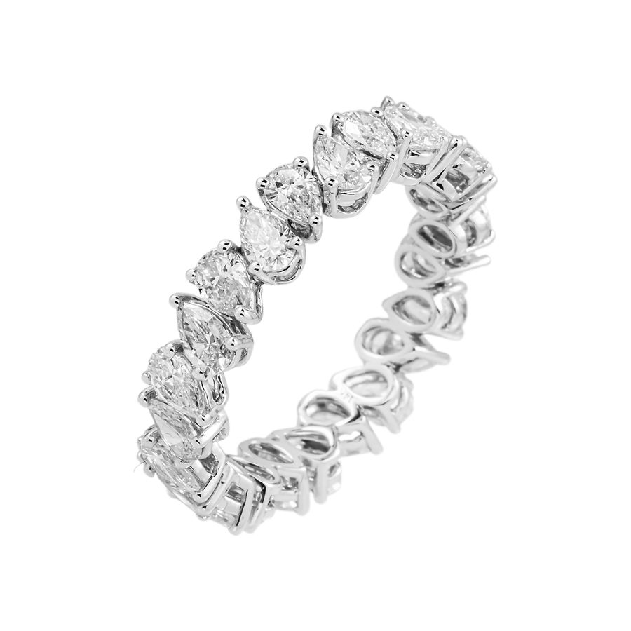 14k White Gold Pear Shaped Lab Diamond Eternity Ring 2.39 ctw SR-041