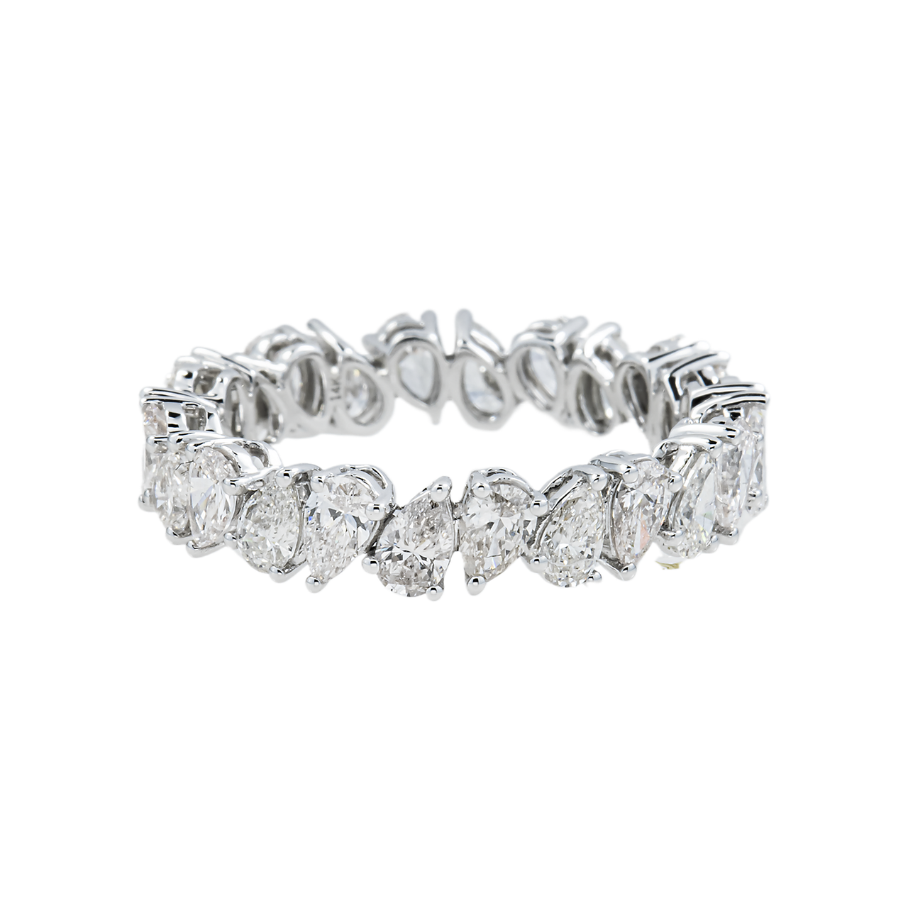 14k White Gold Pear Shaped Lab Diamond Eternity Ring 2.39 ctw SR-041