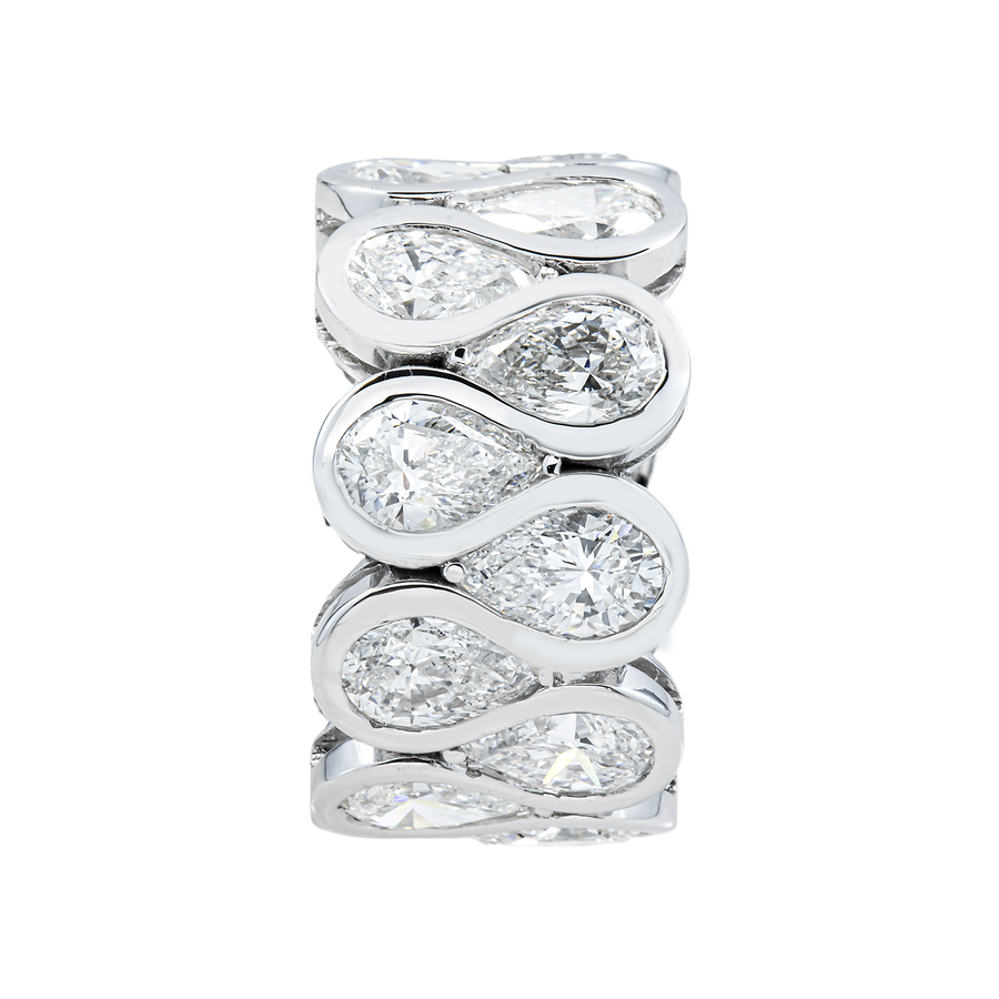 14k White Gold Pear Shaped Lab Diamond Eternity Ring 9.11 ctw KL-1656