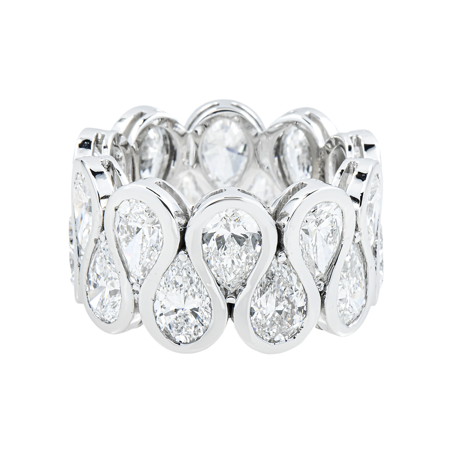 14k White Gold Pear Shaped Lab Diamond Eternity Ring 9.11 ctw KL-1656