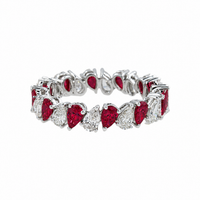 Thumbnail for 14k White Gold Pear Shaped Ruby & Lab Diamond Eternity Ring 2.84 CTW