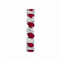 Thumbnail for 14k White Gold Pear Shaped Ruby & Lab Diamond Eternity Ring 2.84 CTW