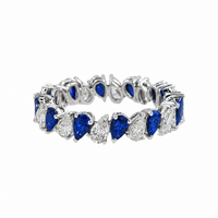 Thumbnail for 14k White Gold Pear Shaped Sapphire & Lab Diamond Eternity Ring 2.84 CTW