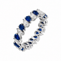 Thumbnail for 14k White Gold Pear Shaped Sapphire & Lab Diamond Eternity Ring 2.84 CTW