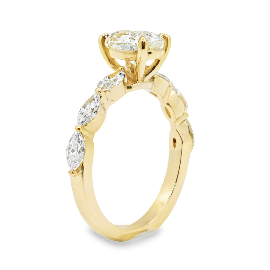 14k Yellow Gold Diamond Oval Shaped Engagement Ring 1.72 ctw