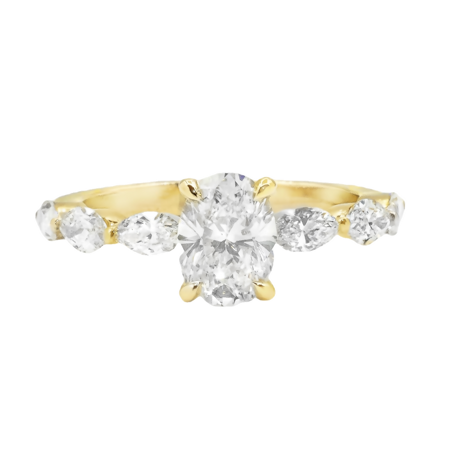 14k Yellow Gold Diamond Oval Shaped Engagement Ring 1.72 ctw
