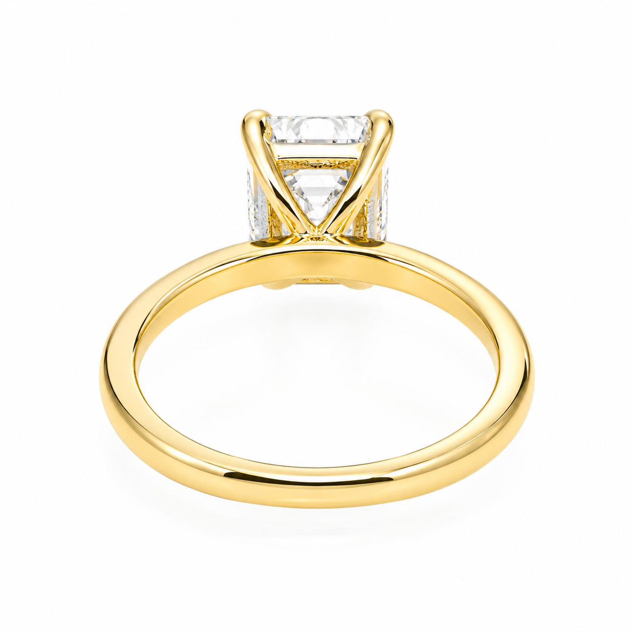 14k Yellow Gold Emerald Cut Lab Diamond Engagement Ring 2.58 Ctw