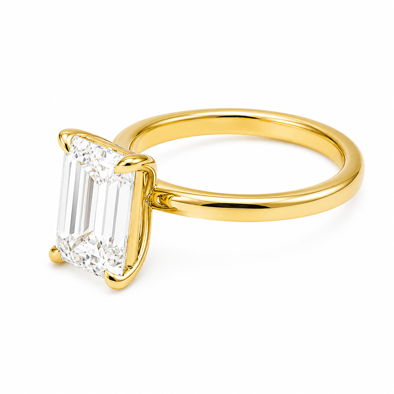 14k Yellow Gold Emerald Cut Lab Diamond Engagement Ring 2.58 Ctw