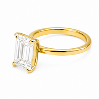 Thumbnail for 14k Yellow Gold Emerald Cut Lab Diamond Engagement Ring 2.58 Ctw