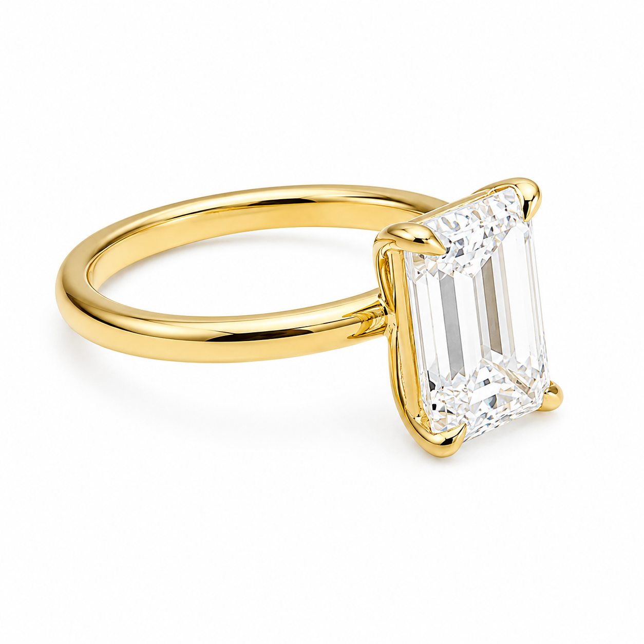 14k Yellow Gold Emerald Cut Lab Diamond Engagement Ring 2.58 Ctw