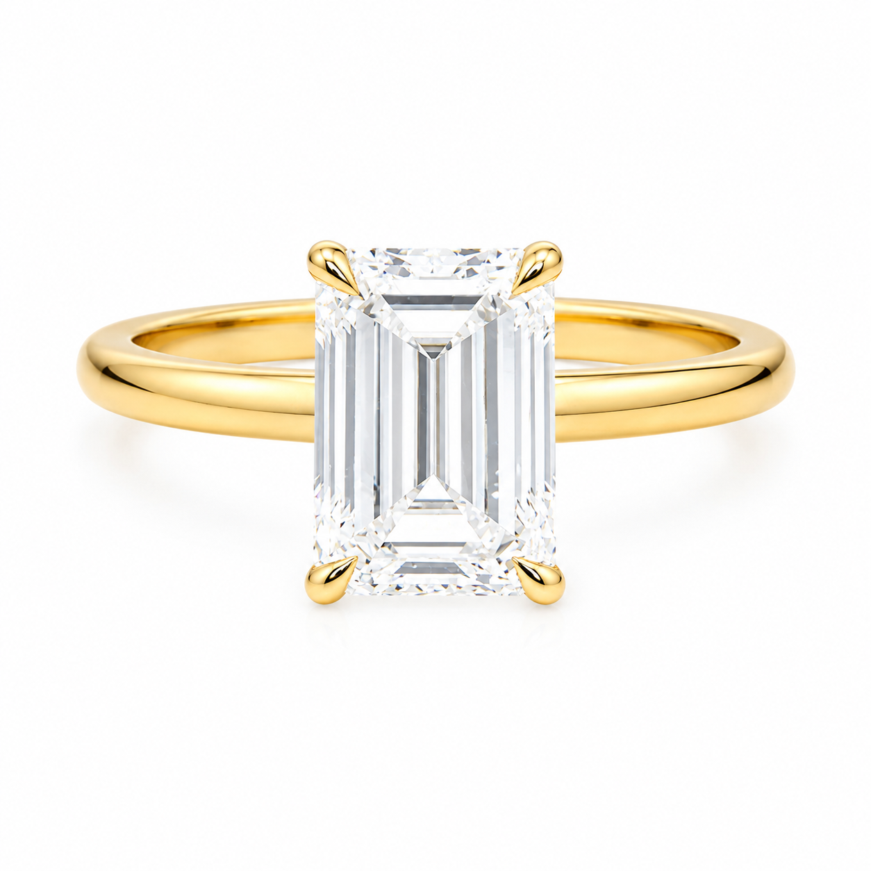 14k Yellow Gold Emerald Cut Lab Diamond Engagement Ring 2.58 Ctw