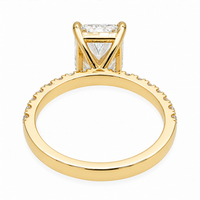 Thumbnail for 14K Yellow Gold Emerald Cut Lab Diamond Engagement Ring with Pave Band 3.04 Ctw