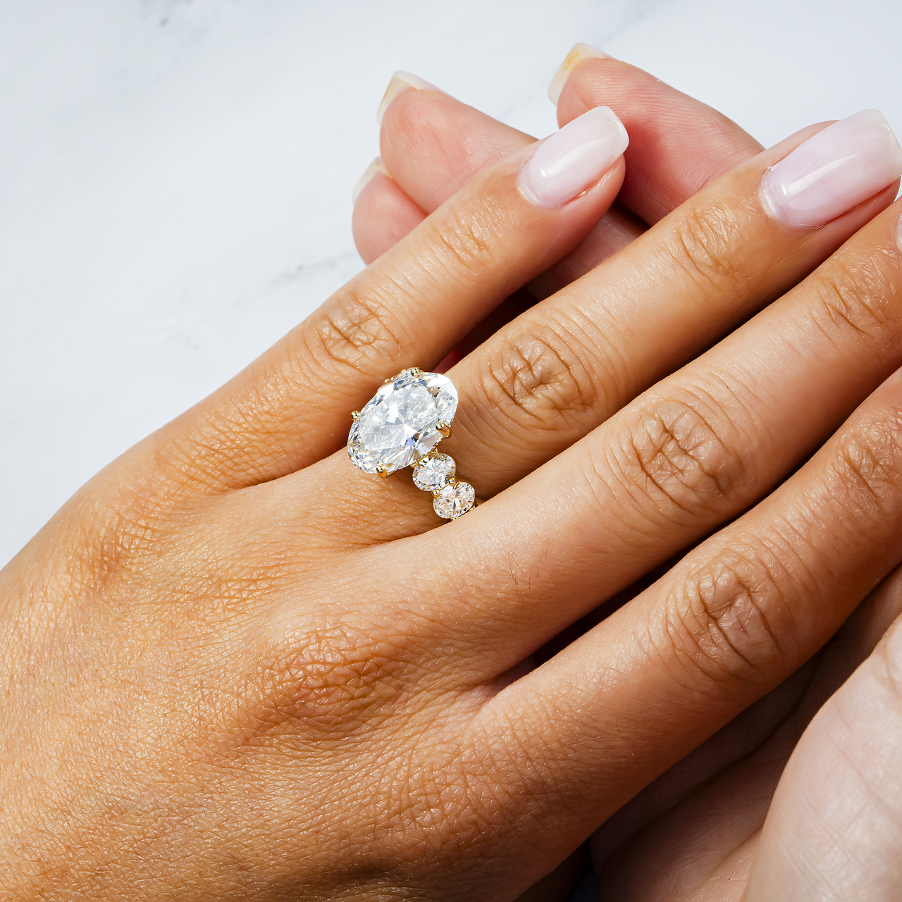 14k Yellow Gold Lab Diamond Oval Shaped Engagement Ring 7.02 ctw