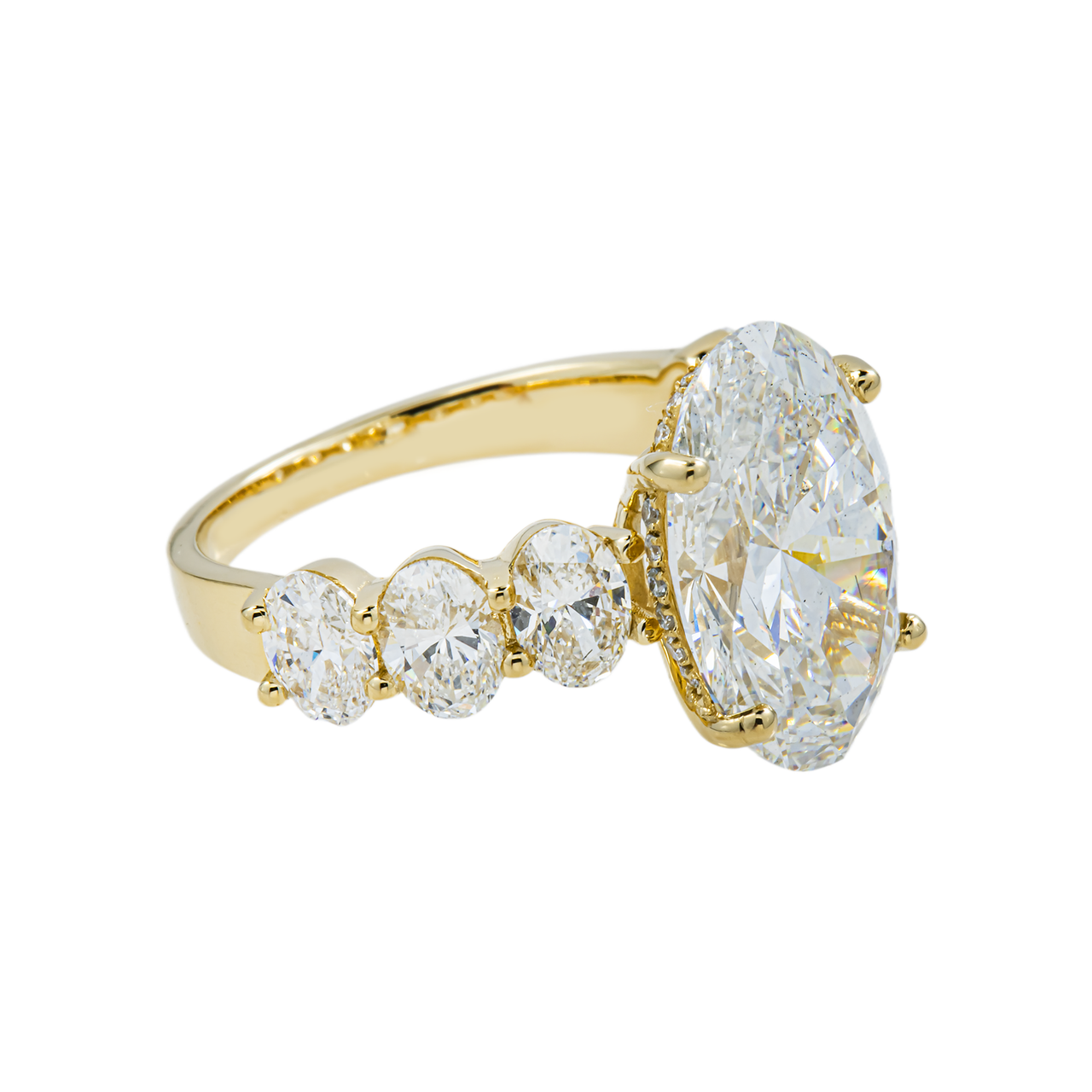 14k Yellow Gold Lab Diamond Oval Shaped Engagement Ring 7.02 ctw
