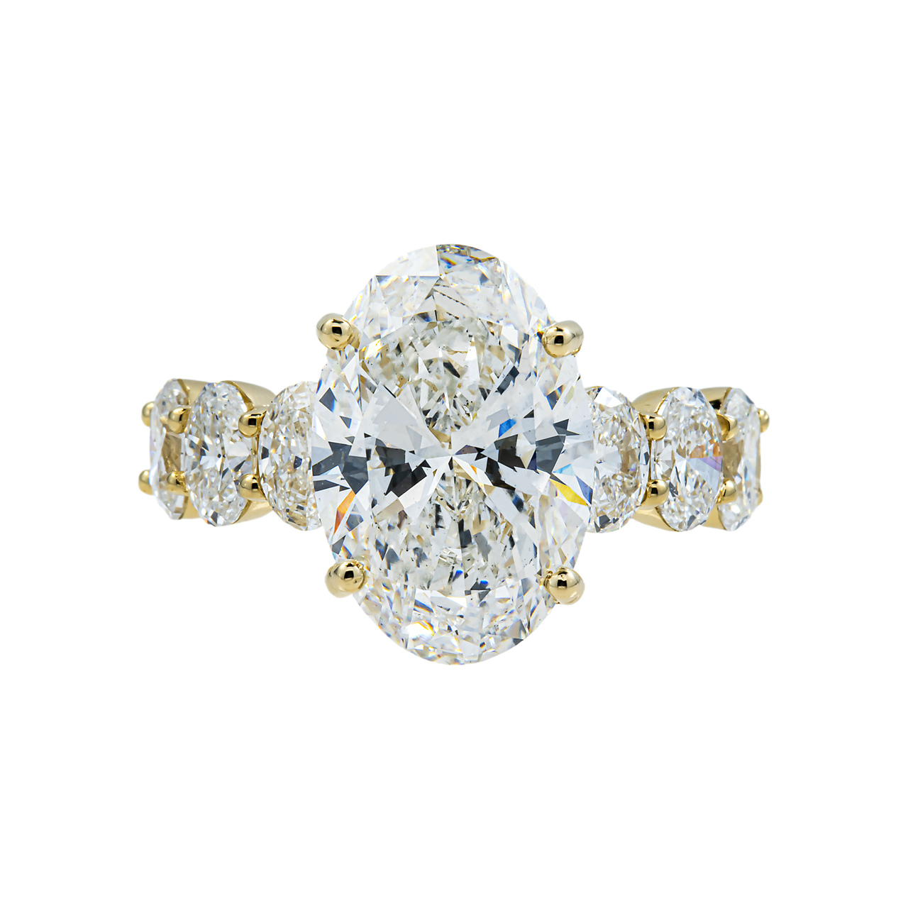 14k Yellow Gold Lab Diamond Oval Shaped Engagement Ring 7.02 ctw