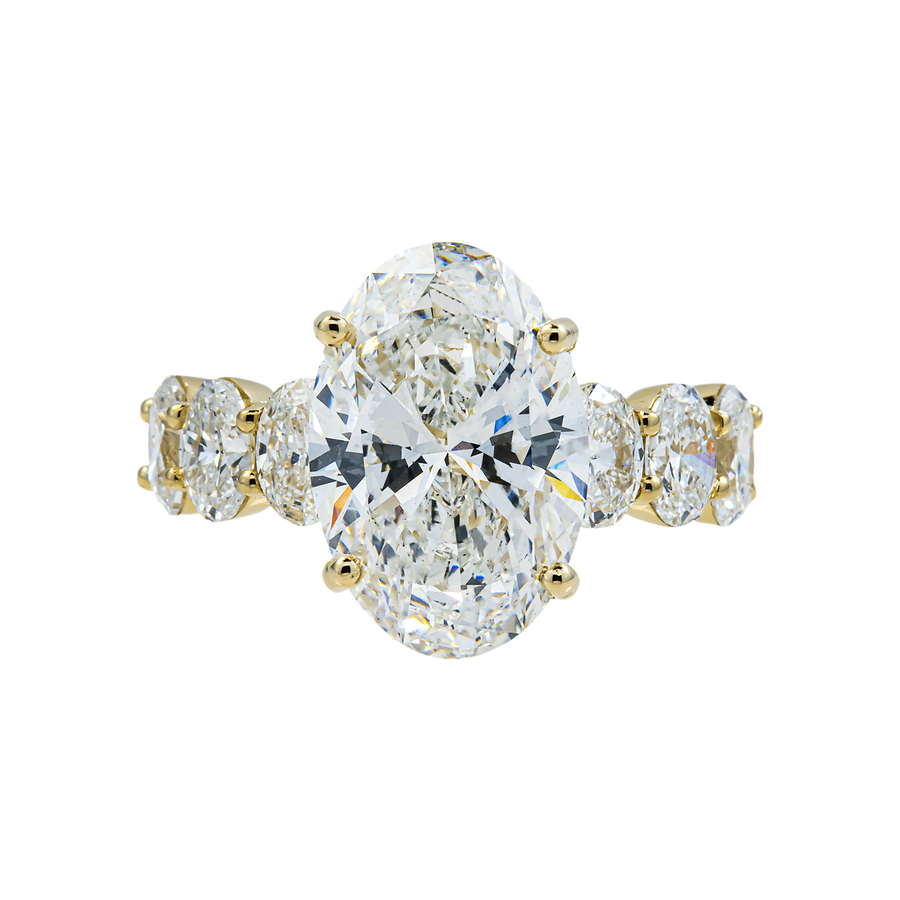 14k Yellow Gold Lab Diamond Oval Shaped Engagement Ring 7.02 ctw