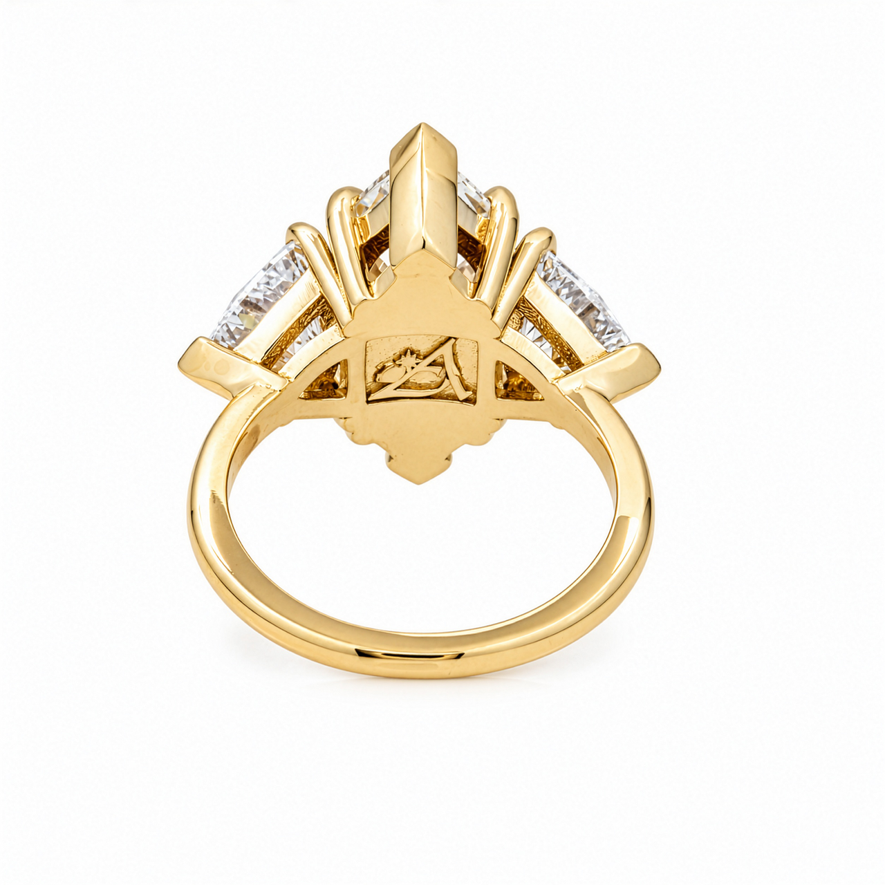14K Yellow Gold Marquise Lab Diamond Engagement Ring 7.07 Ctw