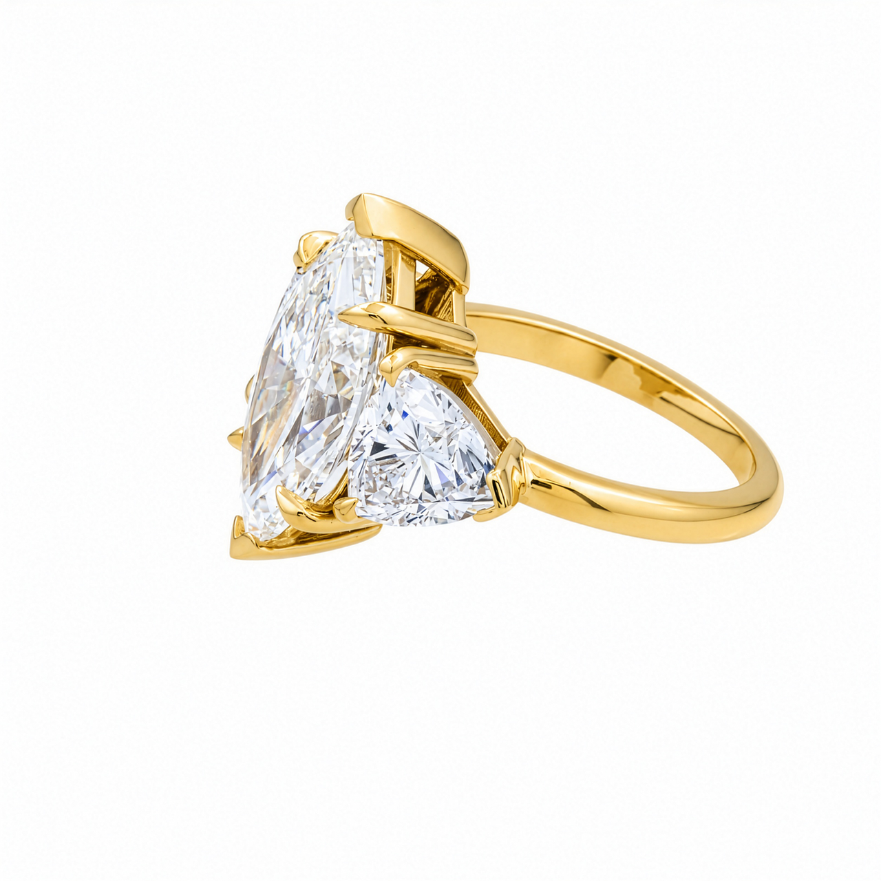 14K Yellow Gold Marquise Lab Diamond Engagement Ring 7.07 Ctw