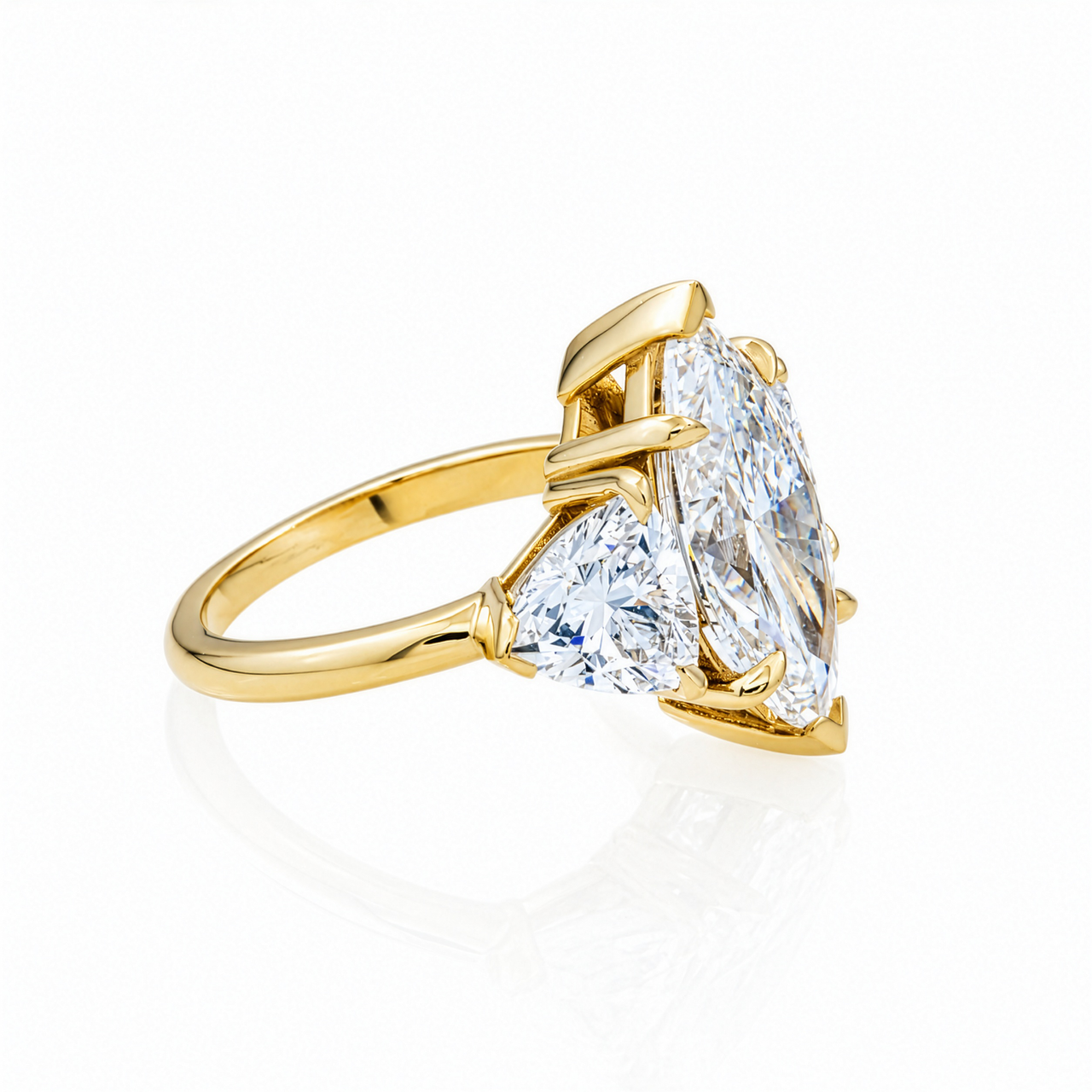 14K Yellow Gold Marquise Lab Diamond Engagement Ring 7.07 Ctw