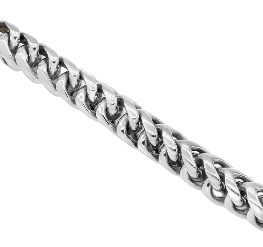 18k White Gold Mens Franco Chain 9 mm 22in