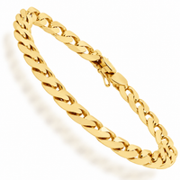 Thumbnail for 10K Yellow Solid Gold Mens Cuban Bracelet 7 mm