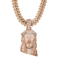 Thumbnail for Jesus Head Pendant with Blue Stone Design – 10K Gold Lab Diamond Custom Piece