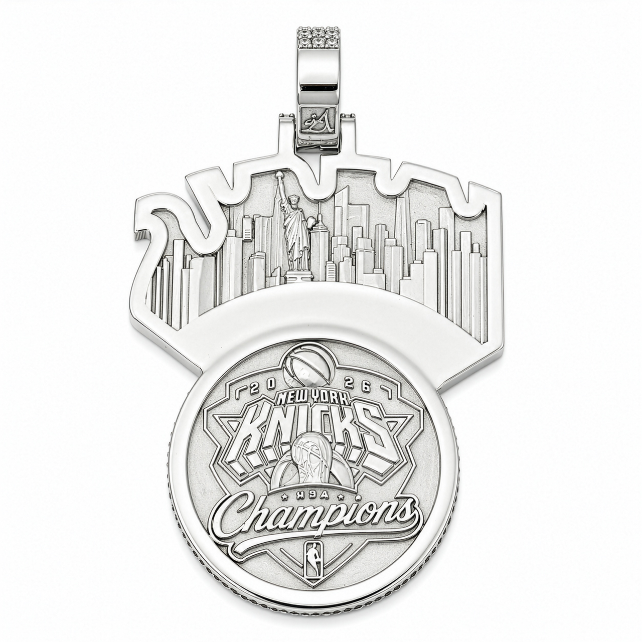 10K Gold "Knicks" Basketball Lab Diamond & Color Stone Pendant 3.04 CTW