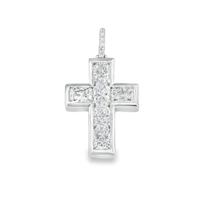 Thumbnail for 14K Gold Radiant Cut Lab Diamond Cross Pendant – 7.85 CTW
