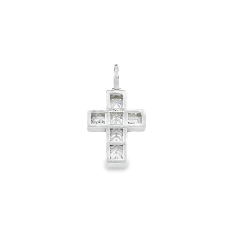 14K Gold Radiant Cut Lab Diamond Cross Pendant – 7.85 CTW