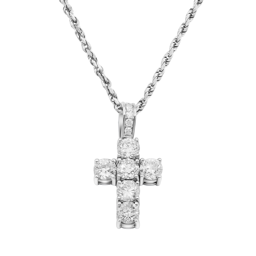 White 14k diamond cross pendant 4.60 ctw