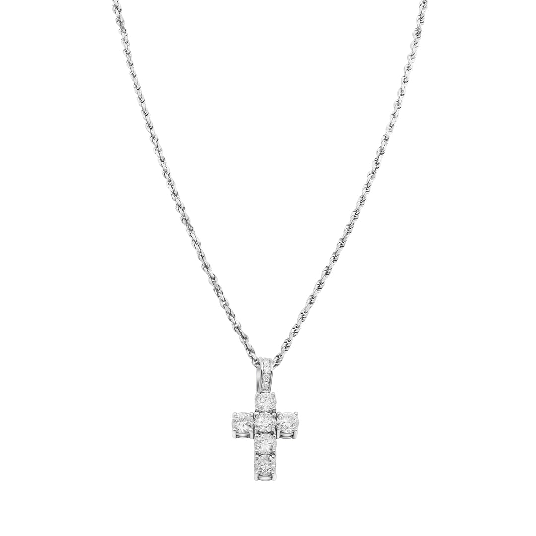 White 14k diamond cross pendant 4.60 ctw