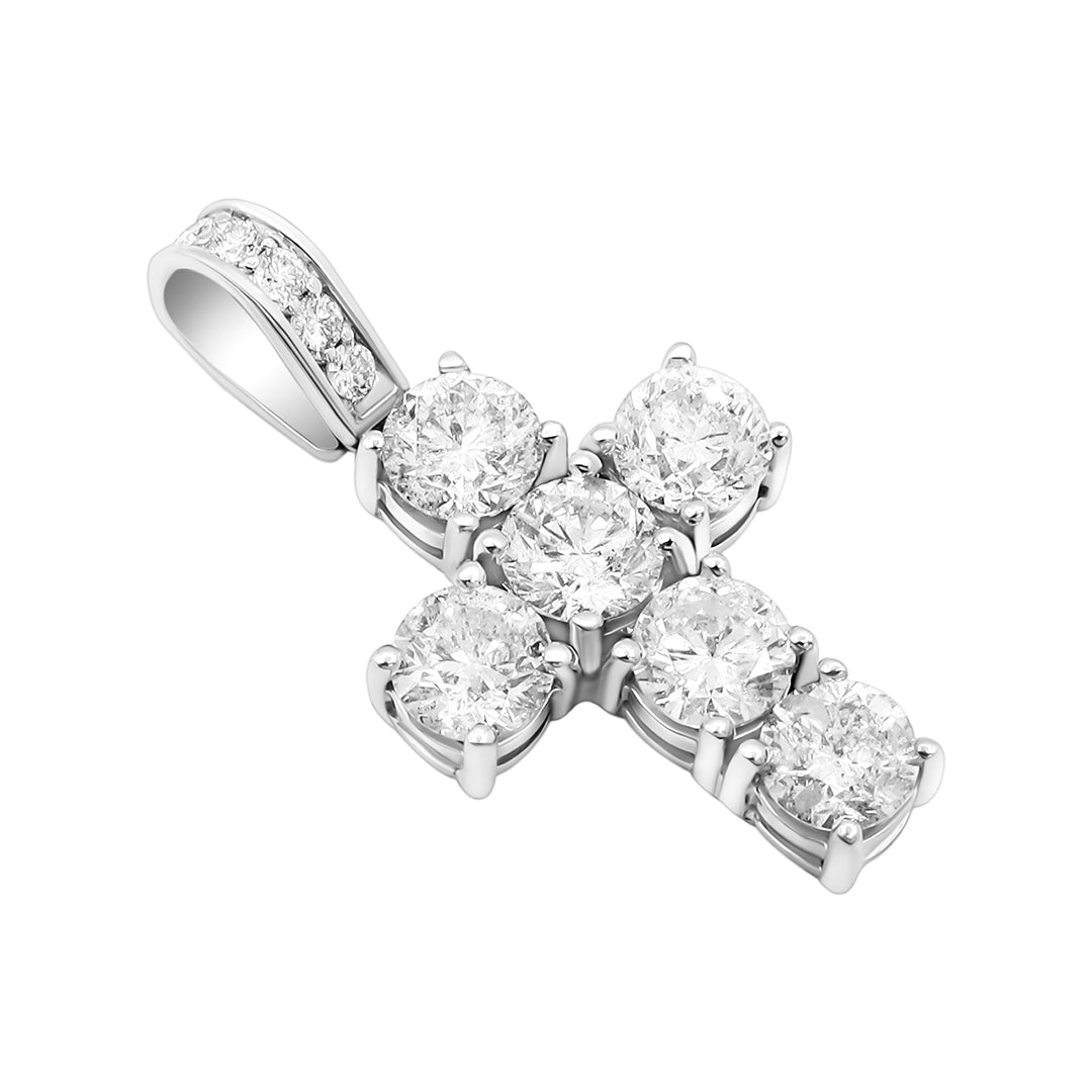 White 14k diamond cross pendant 4.60 ctw