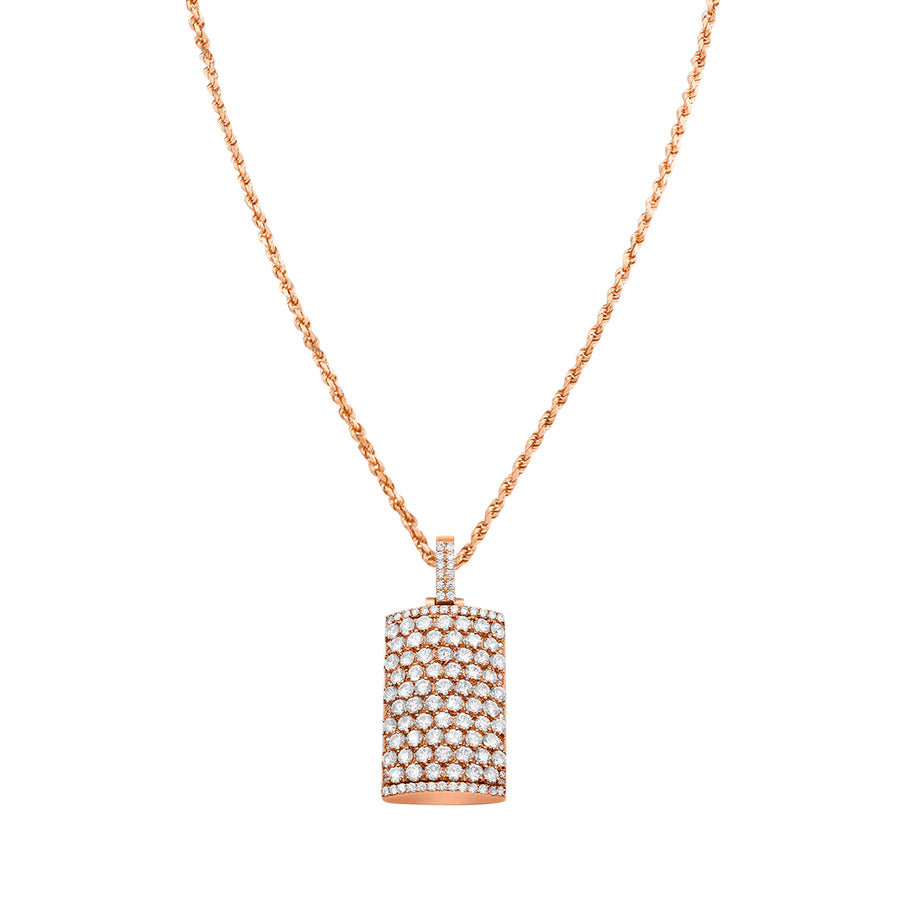 Rose 14k diamond dog tag pendant in rose gold 8.95 ctw