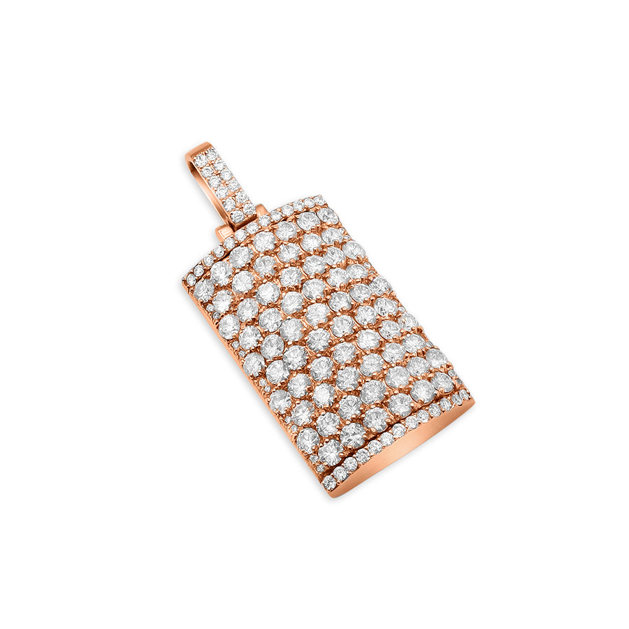 Rose 14k diamond dog tag pendant in rose gold 8.95 ctw