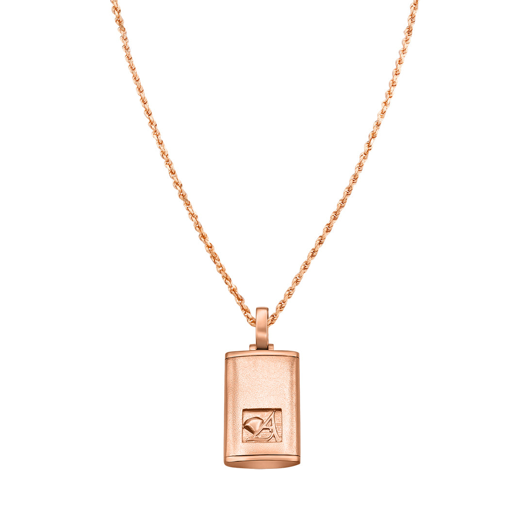 Rose 14k diamond dog tag pendant in rose gold 8.95 ctw