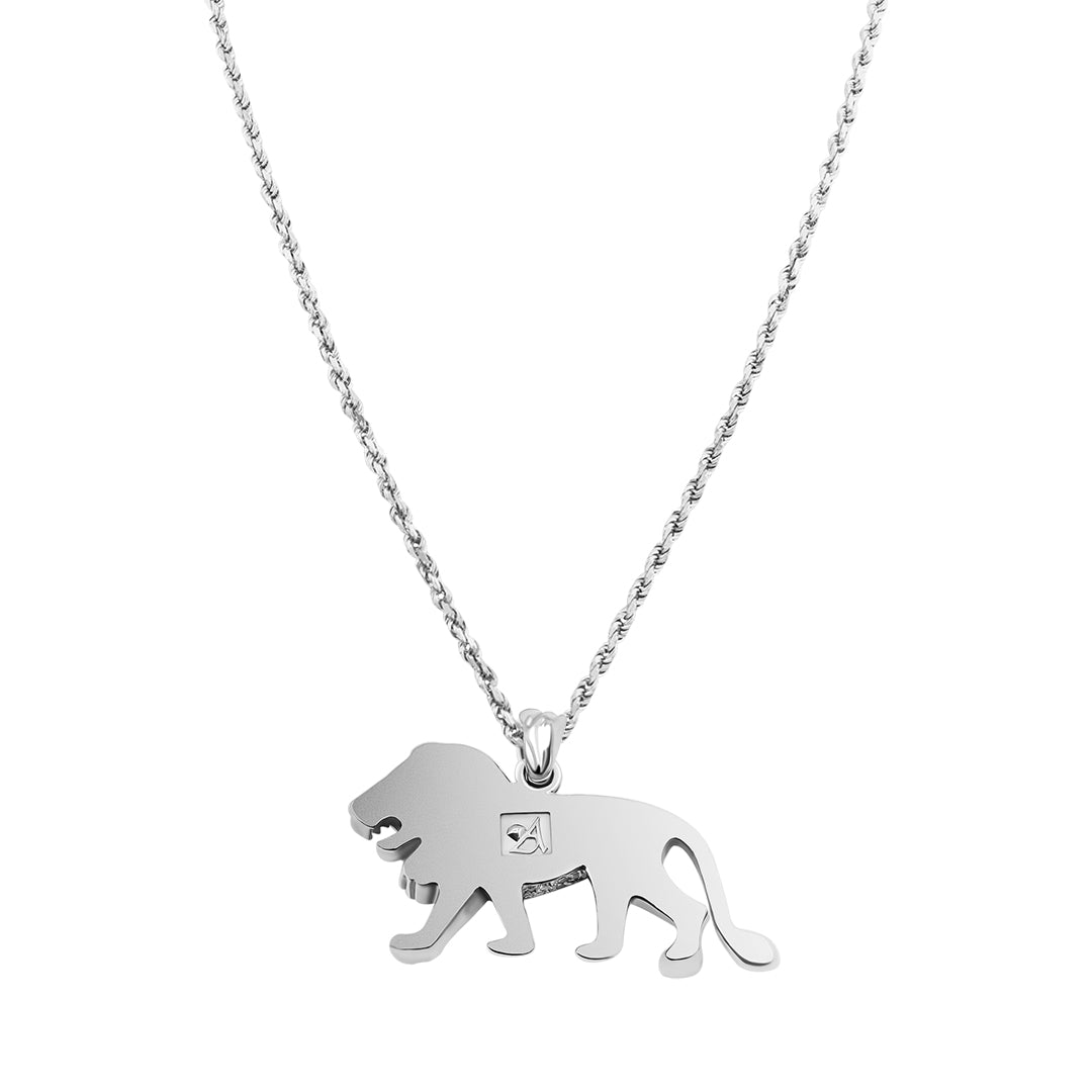 White 14k Diamond lion pendant 3.5 ctw