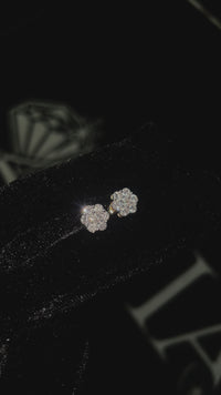 10k Yellow Gold Flower Cluster Earring set 1.27 ctw