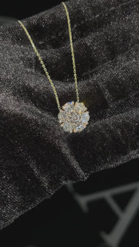 14K White Solid Gold Womens Diamond Cluster Necklace 2.40 Ctw