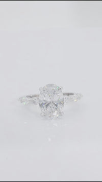 14k White Gold Lab Diamond Oval Shaped Engagement Ring 4.67 ctw