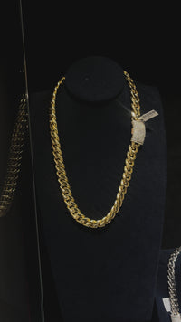 14k Yellow Gold Diamond Cuban Necklace 9 Ctw
