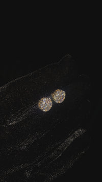 14k Yellow Gold Lab Diamond Cluster Earrings 3.30 ctw