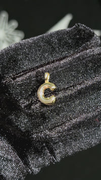 10K Yellow Gold Plain Letter C Initial Pendant