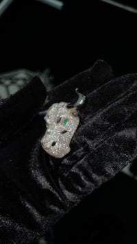 14k White Gold Diamond Bull Pendant 9.28 ctw