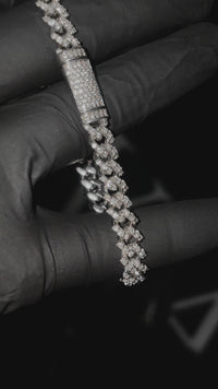 Cuban Bracelet 7mm 14k White Gold Lab 2.7ctw