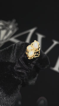 14k Yellow Gold Abstract Peal and Diamond Ring